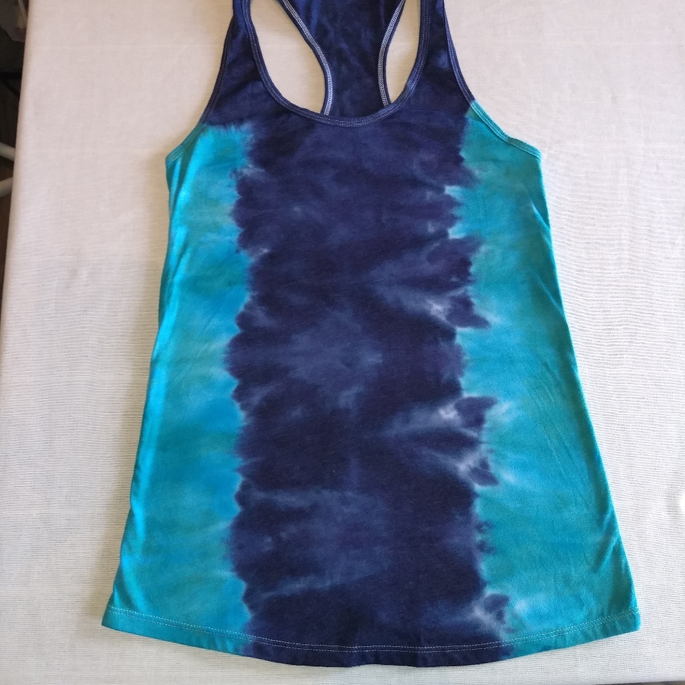 Teal and navy tie dye racerback tank